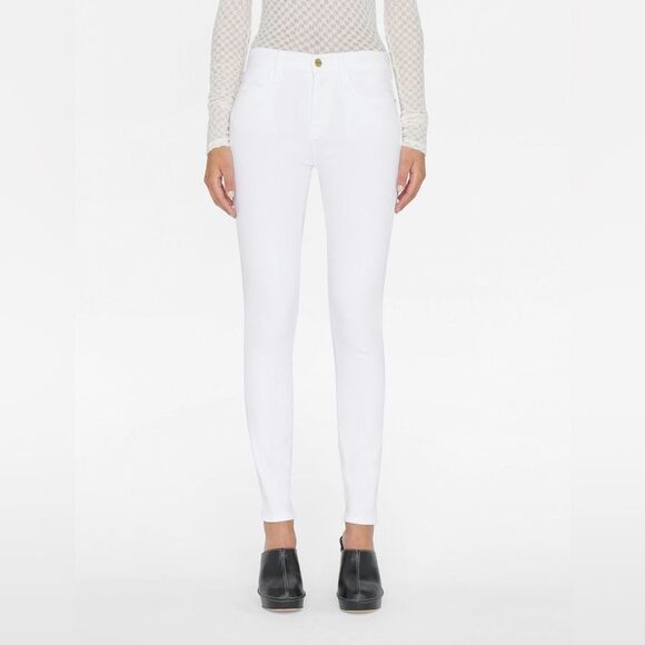 Frame Le High SUPER STRETCH DENIM, HIGH RISE SKINNY ANKLE LENGTH in Blanc - Picture 1 of 10